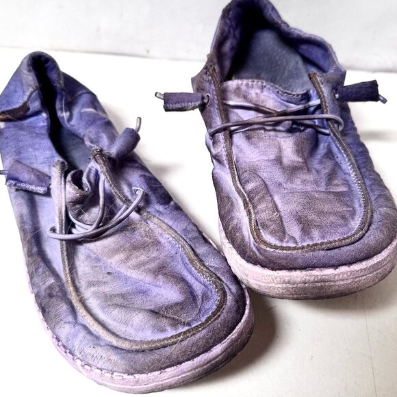 hey dude shoes womens 8 Purple EUC Newly Tie Dyed Lavender tied Dye Handmade - Picture 1 of 7